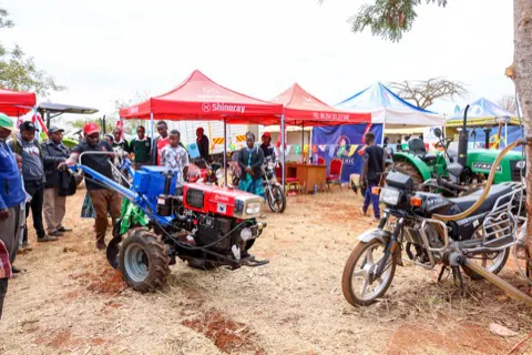 A power tiller demonstrated at the show